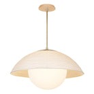 Maru Pendant with a Natural shade shown in Brass with a Maple Wood canopy