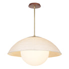 Maru Pendant with a Natural shade shown in Heirloom Brass with a Walnut Wood canopy