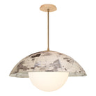 Maru Pendant with a Sumi Shade shown in Heirloom Brass with a Black Stained Wood canopy