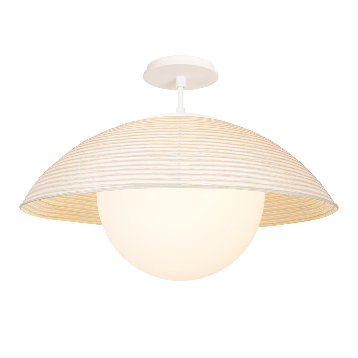 Maru Surface with a Natural shade shown in White with a Bone Ceramic canopy