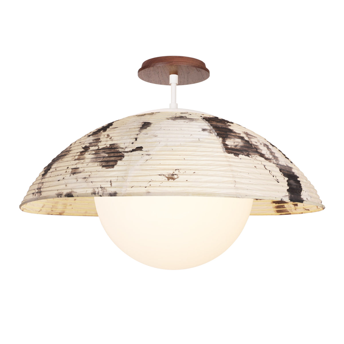 Maru Surface with a Sumi Shade shown in White with a Walnut Wood canopy