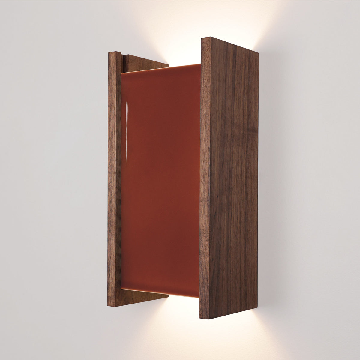 McKenzie Sconce shown in Walnut with a Cinnamon Ceramic Finish
