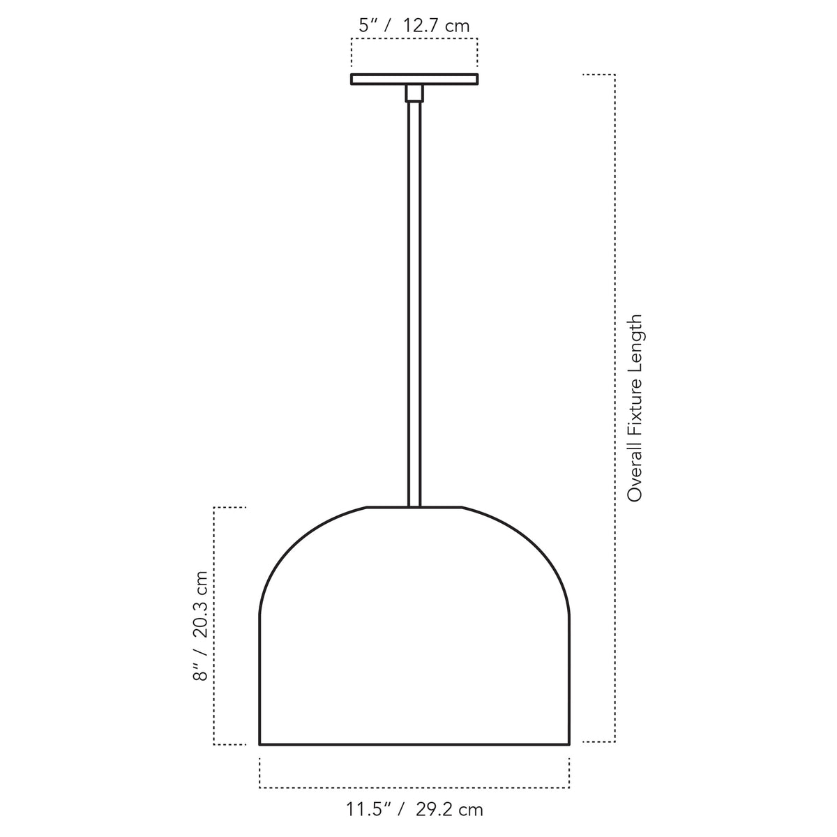 Cedar & Moss Morgan Pendant drawing with dimensions