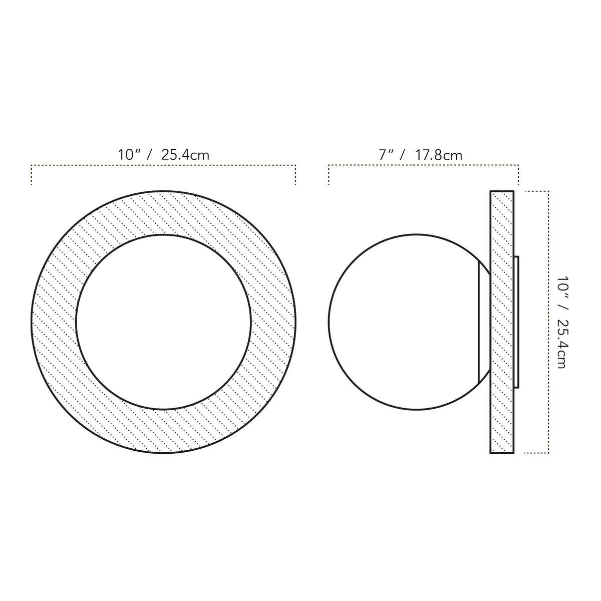 A Technical Drawing Of The Otti Light Fixture With 10" Canopy