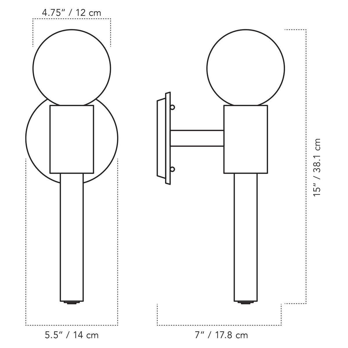 A Technical Drawing Of The Parker Wall Sconce