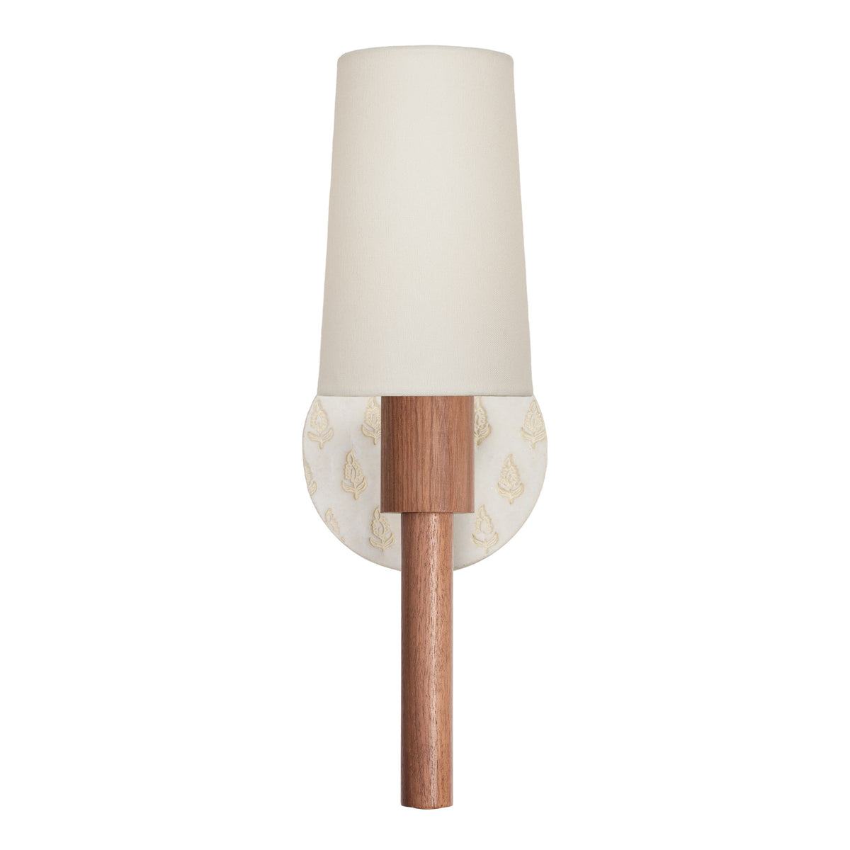 Parker Linen shown in Walnut with a Natural White and Cream Floral Ceramic