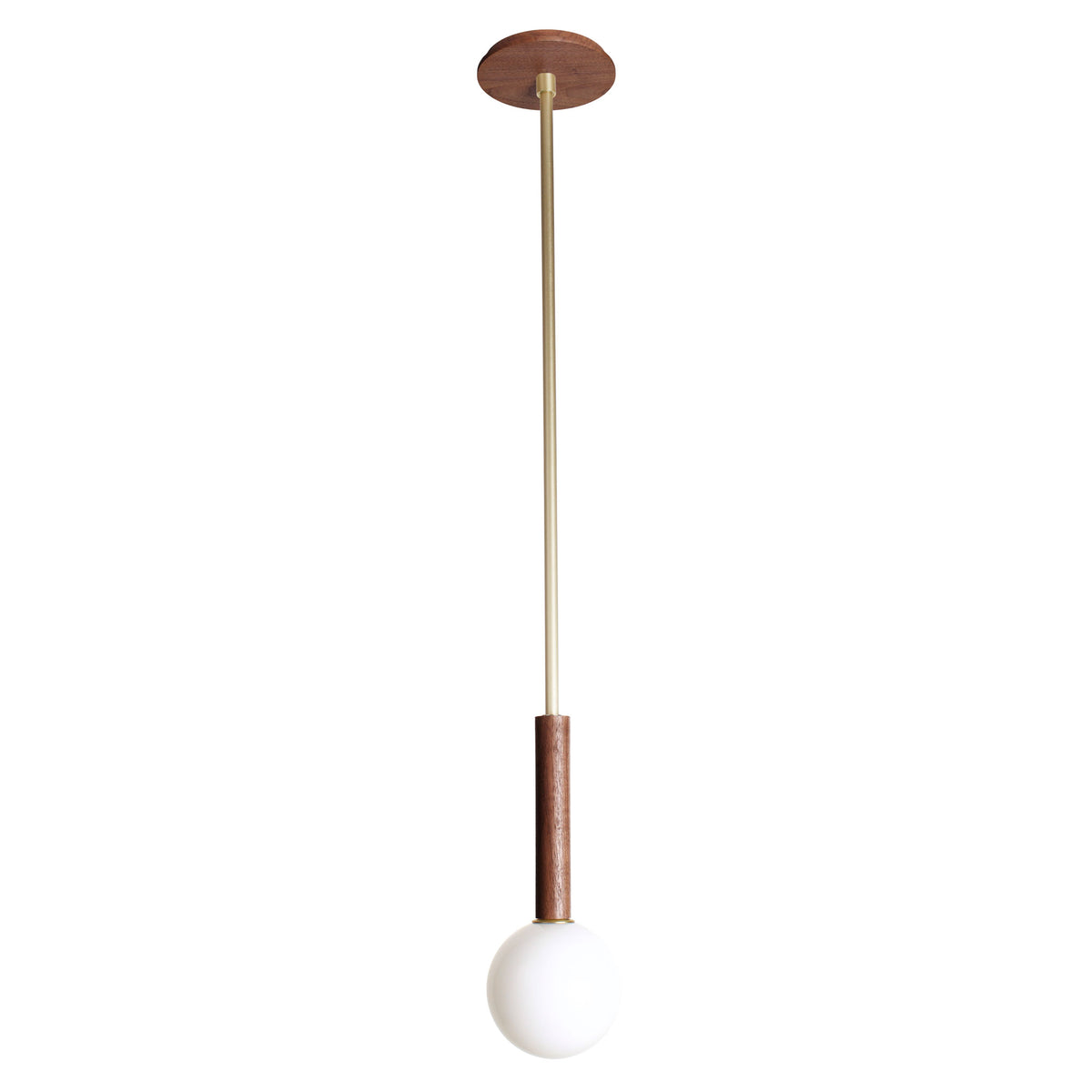 Parker Pendant shown in Walnut with Brass