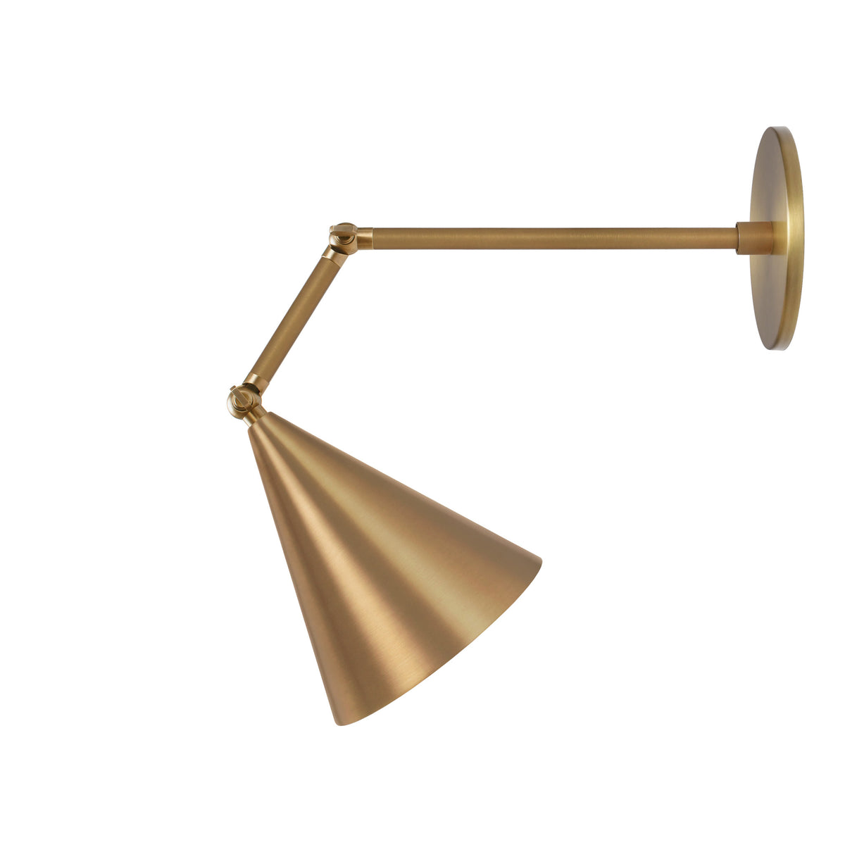 Petra Articulated shown in Heirloom Brass with an 8" arm