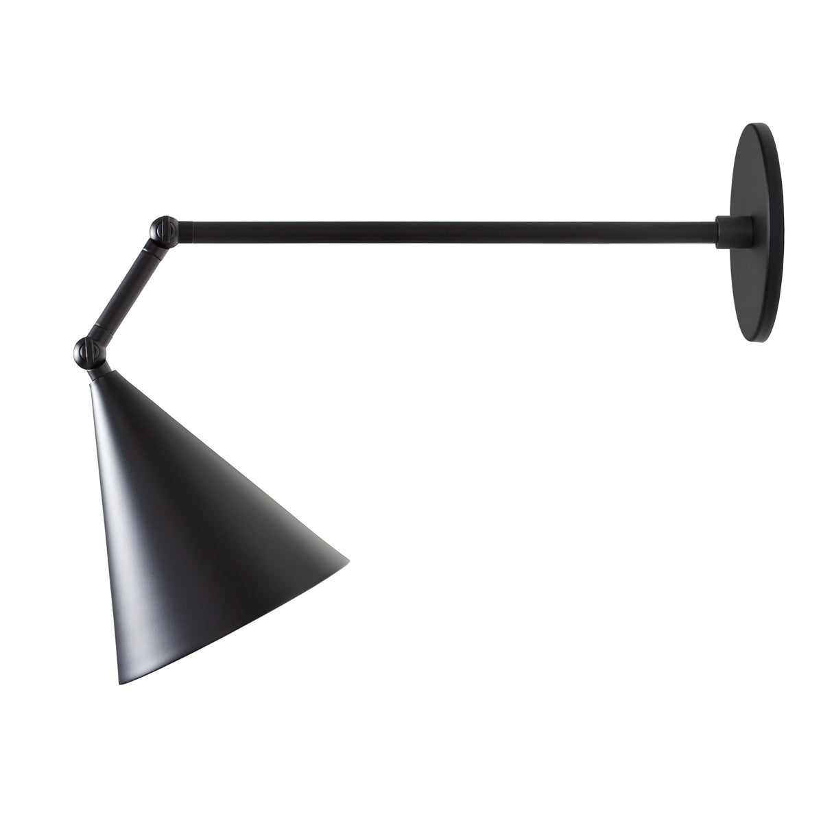 Petra Articulated shown in Matte Black with a 12" arm