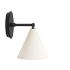 Petra Ceramic Sconce shown in Matte Black with a 3" rod and Black Stained Wood canopy