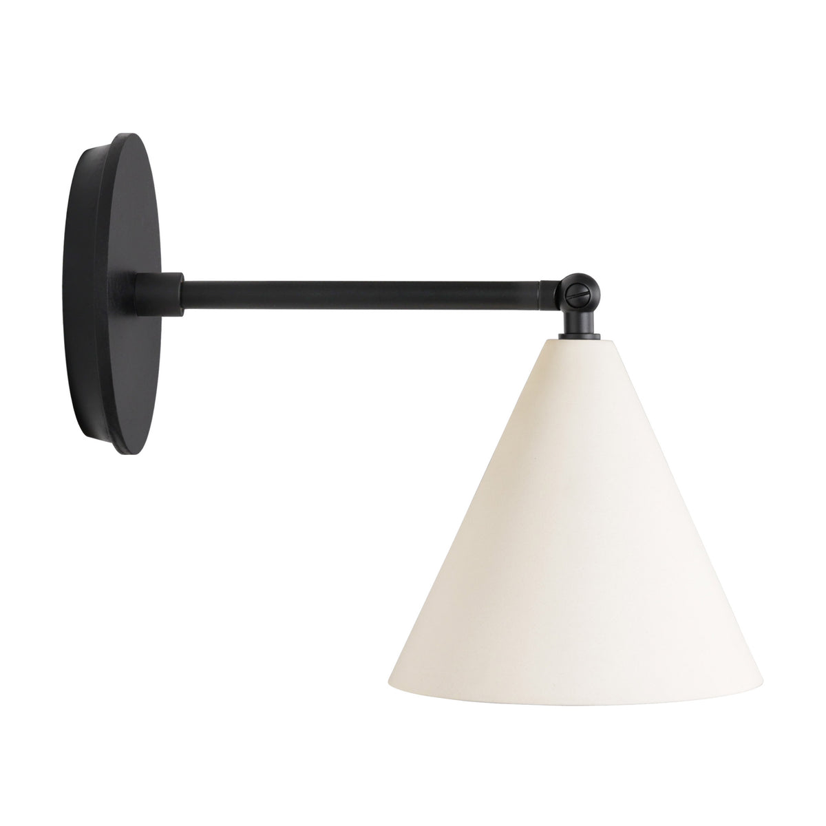 Petra Ceramic Sconce shown in Matte Black with a 6" rod and Black Stained Wood canopy