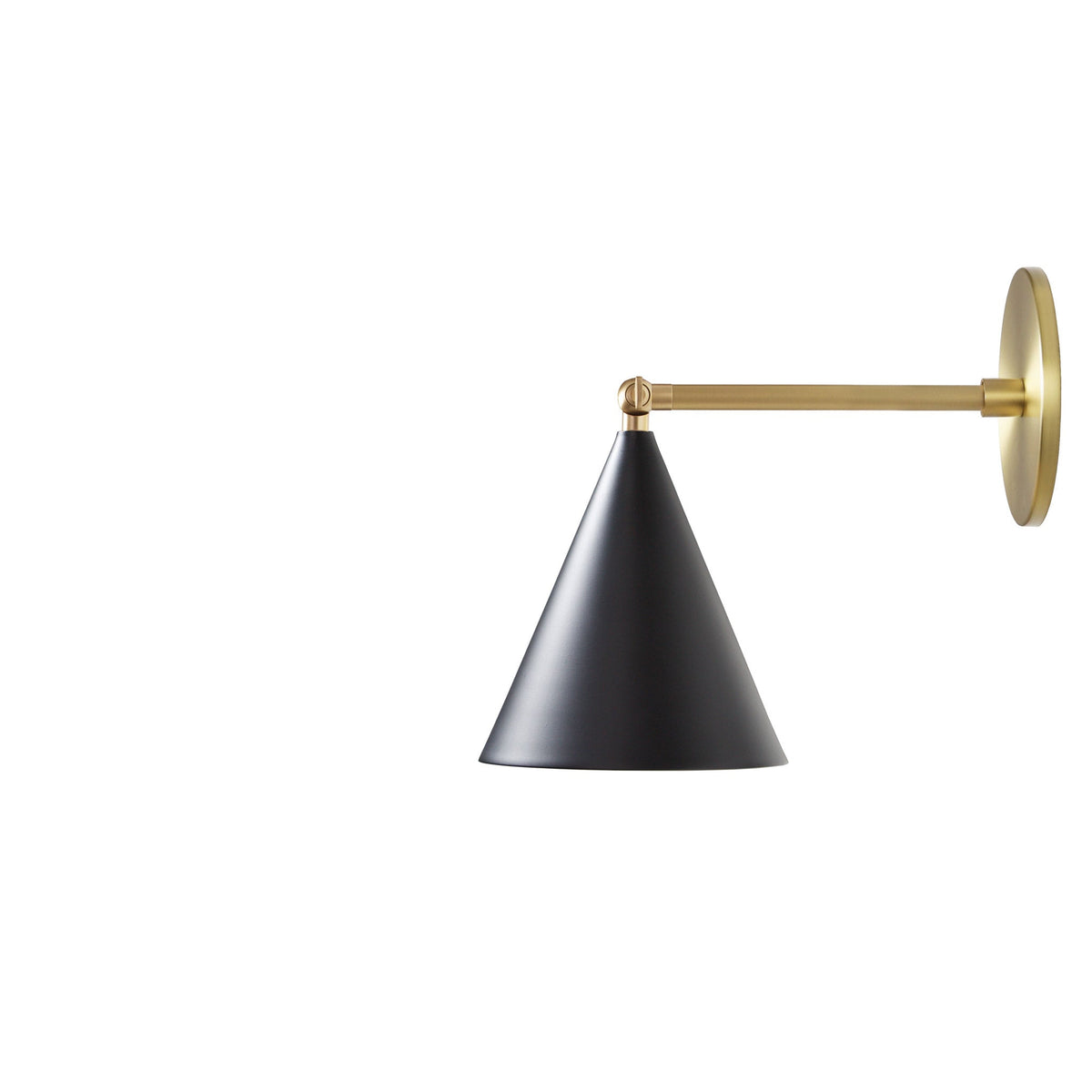 Petra Sconce shown in Matte Black and Brass with a 6" arm