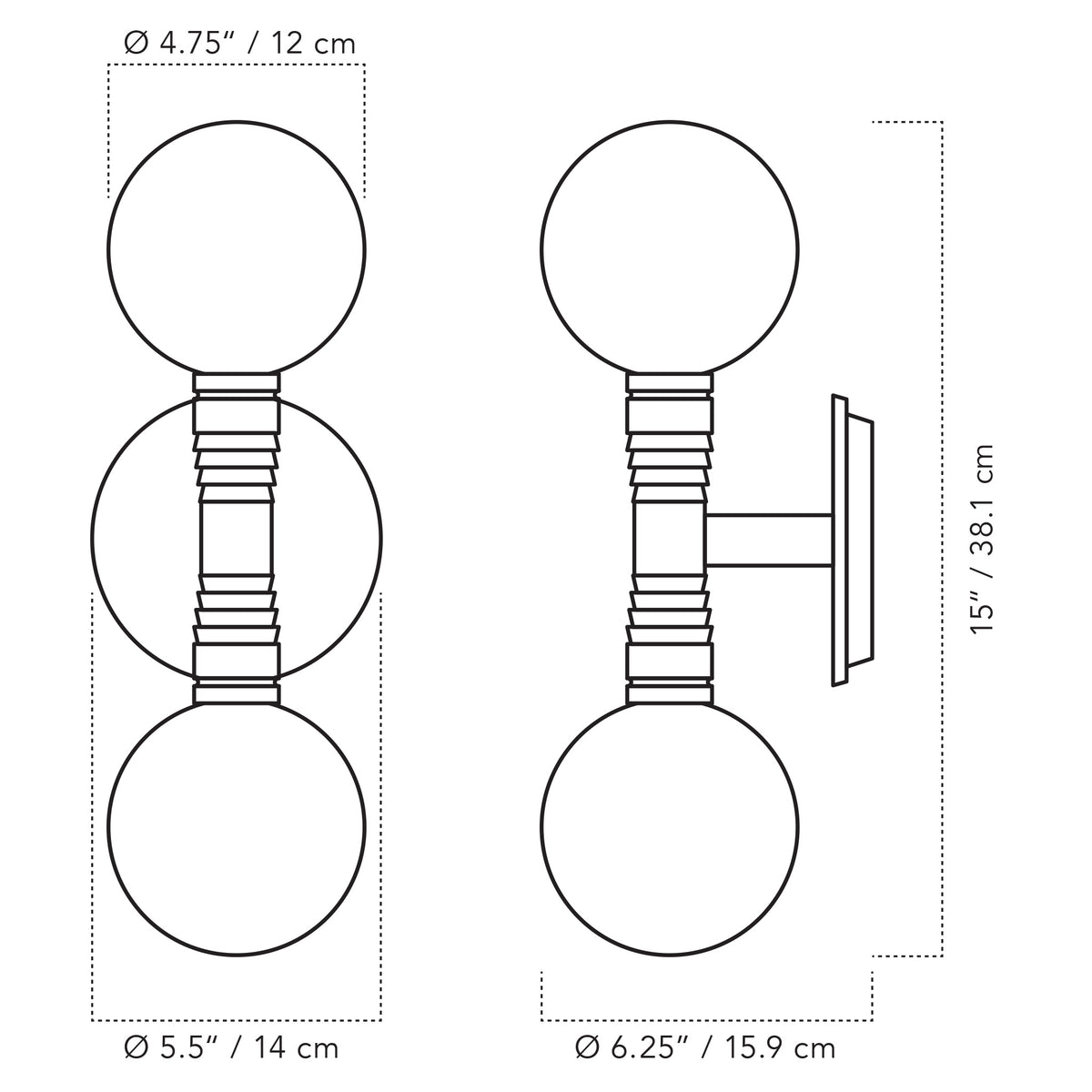 A Technical Drawing Of The Rosie Wall Sconce