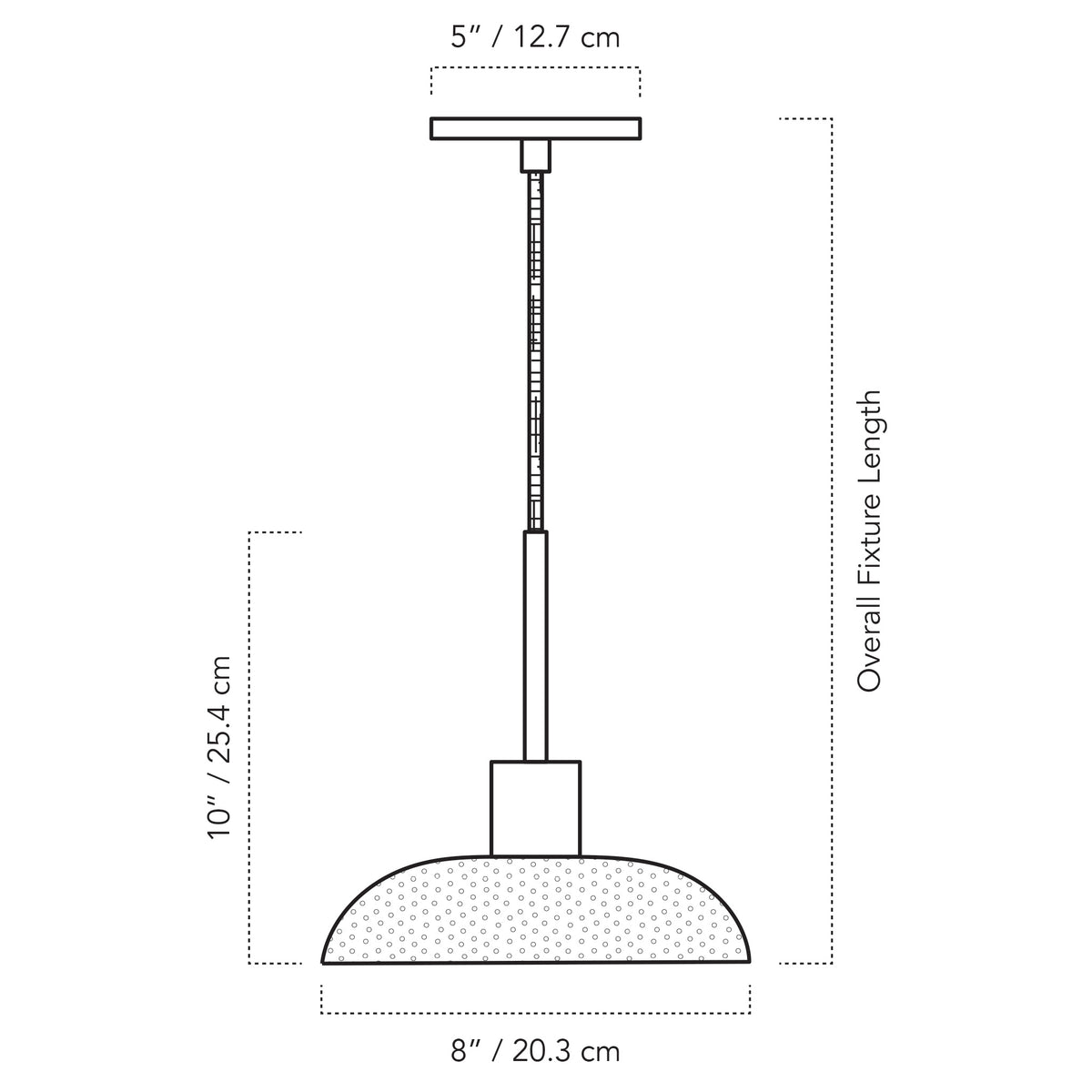 Cedar & Moss Sally Cord Pendant drawing with dimensions