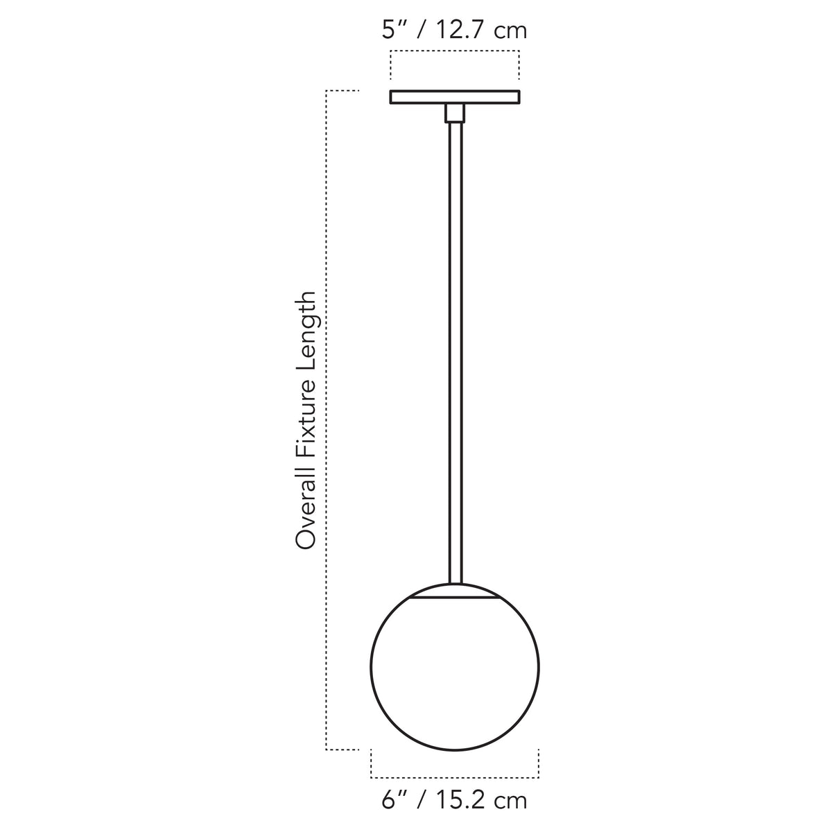 Cedar & Moss Selene 6" Pendant drawing with dimensions