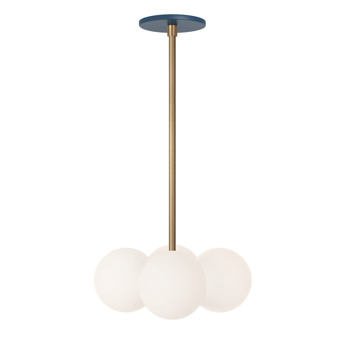 Selene Compass shown in Heirloom Brass with an Ocean Blue Canopy