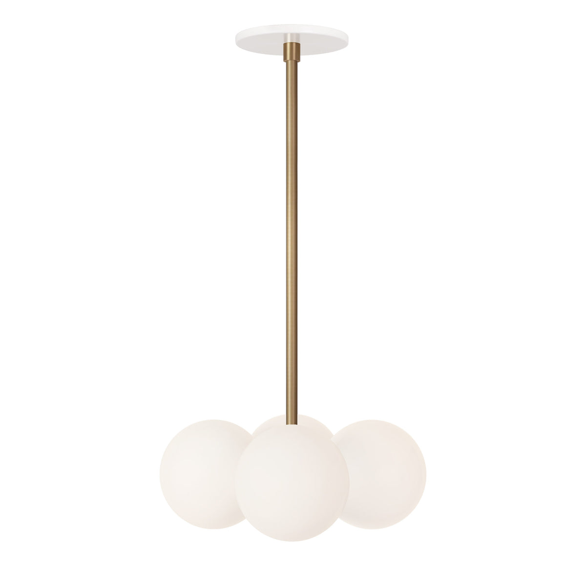 Selene Compass shown in Heirloom Brass with a White Canopy
