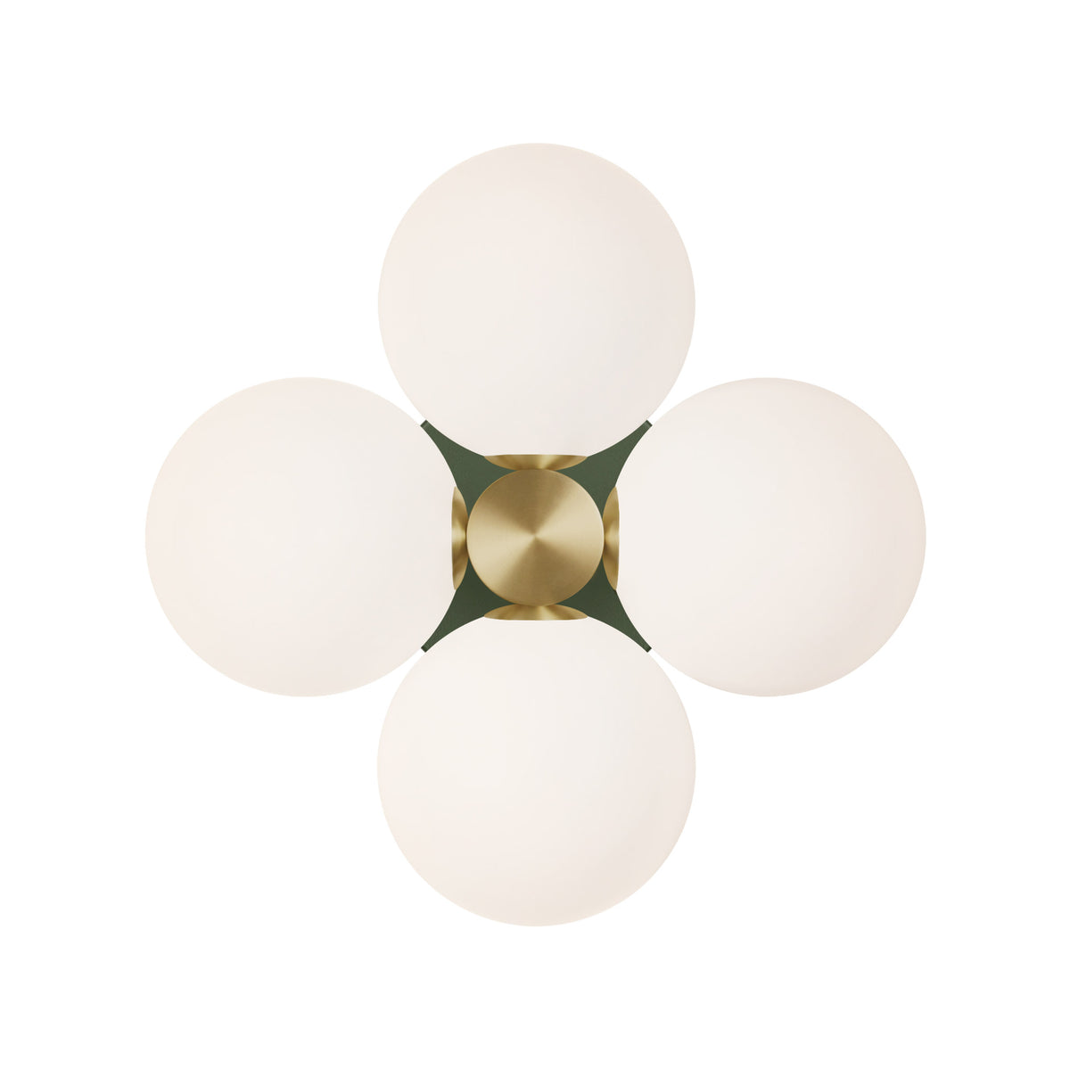Selene Compass shown in Brass with a Secret Garden Green Canopy
