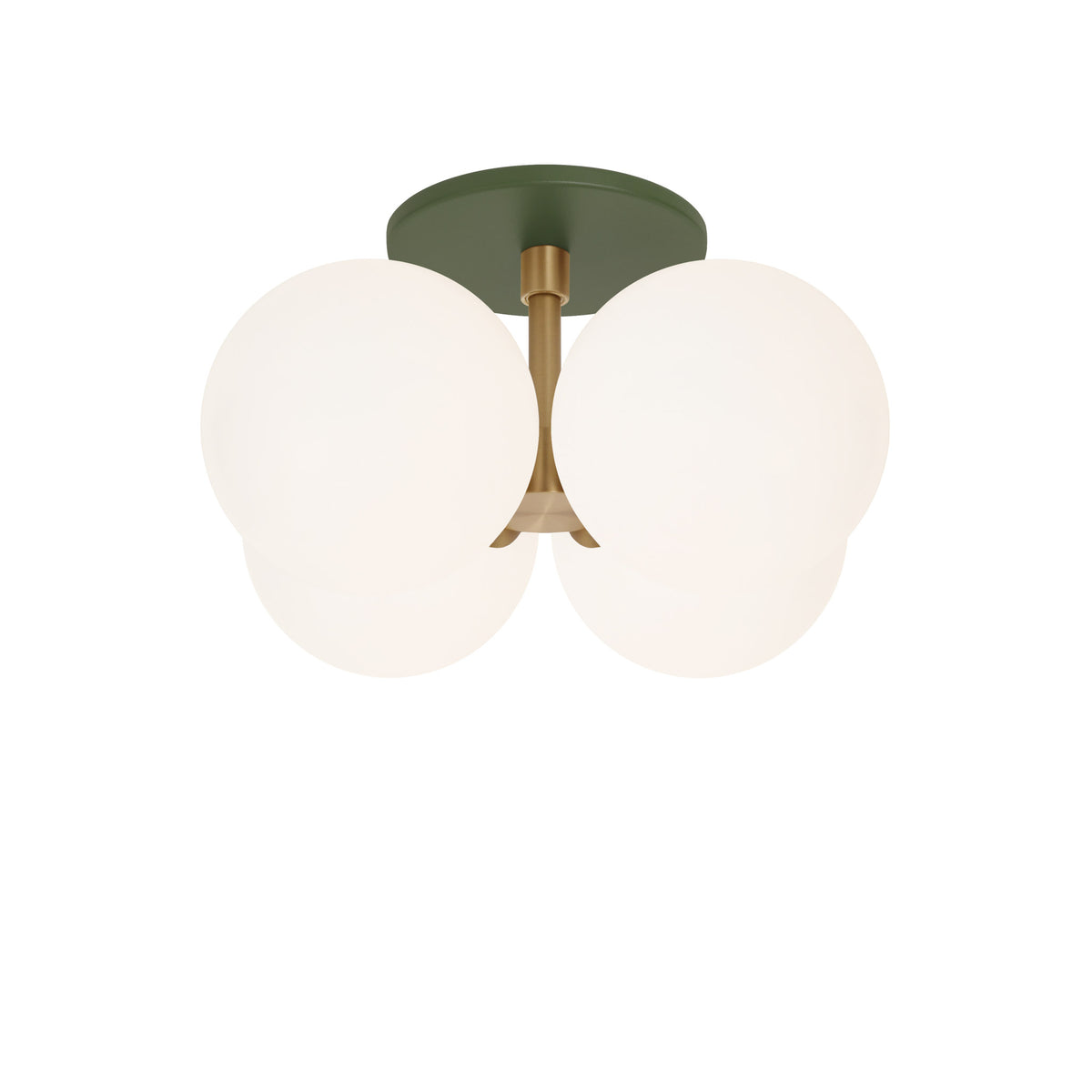 Selene Compass Surface shown in Heirloom Brass with a Secret Garden Green Canopy
