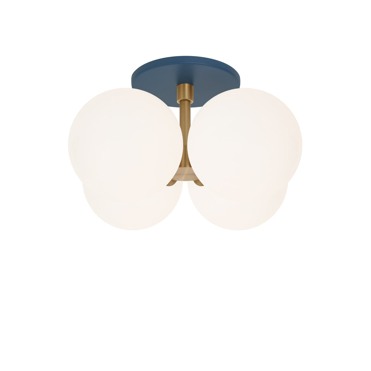 Selene Compass Surface shown in Heirloom Brass with an Ocean Blue Canopy