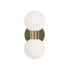 Selene Double shown in Brass with a Secret Garden Green Canopy