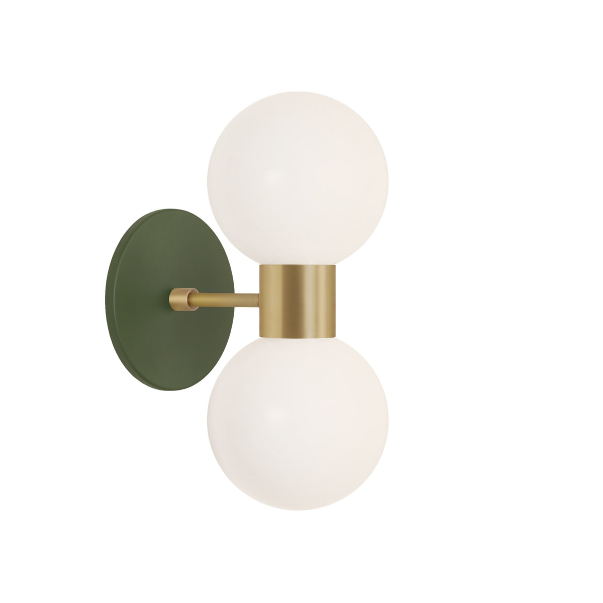 Selene Double shown in Brass with a Secret Garden Green Canopy