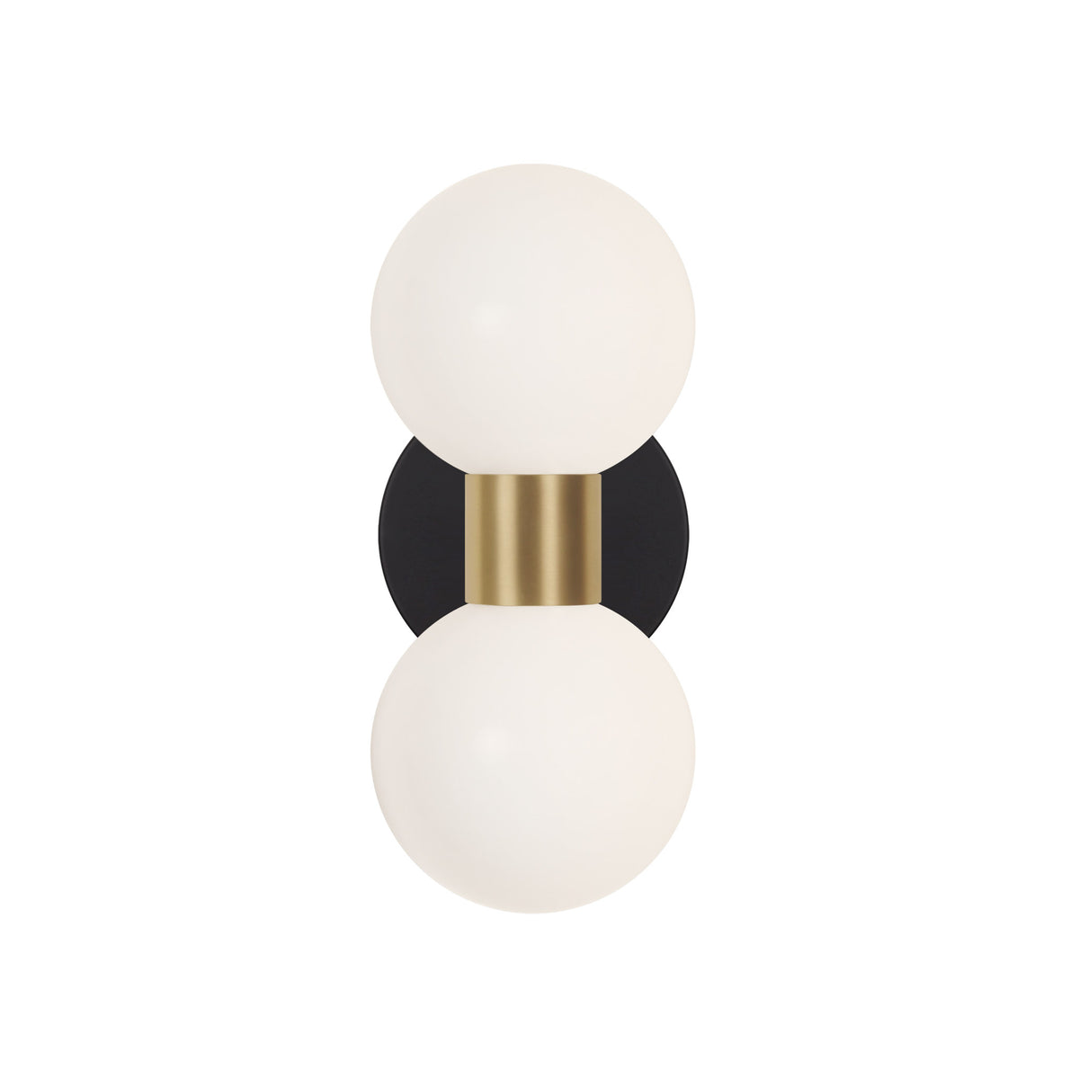 Selene Double shown in Brass with a Matte Black Canopy