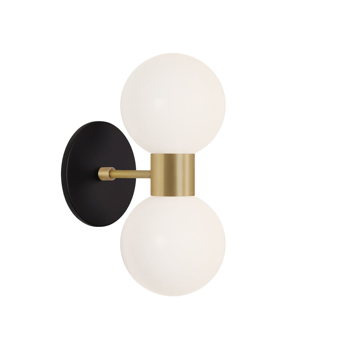 Selene Double shown in Brass with a Matte Black Canopy