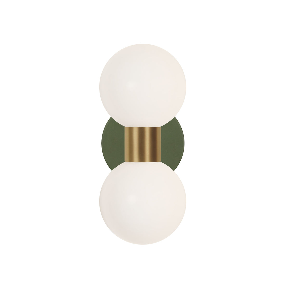 Selene Double shown in Heirloom Brass with a Secret Garden Green Canopy