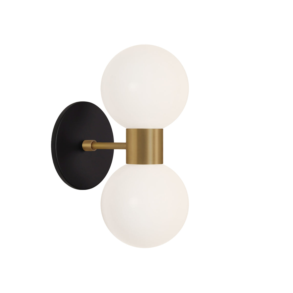 Selene Double shown in Heirloom Brass with a Matte Black Canopy