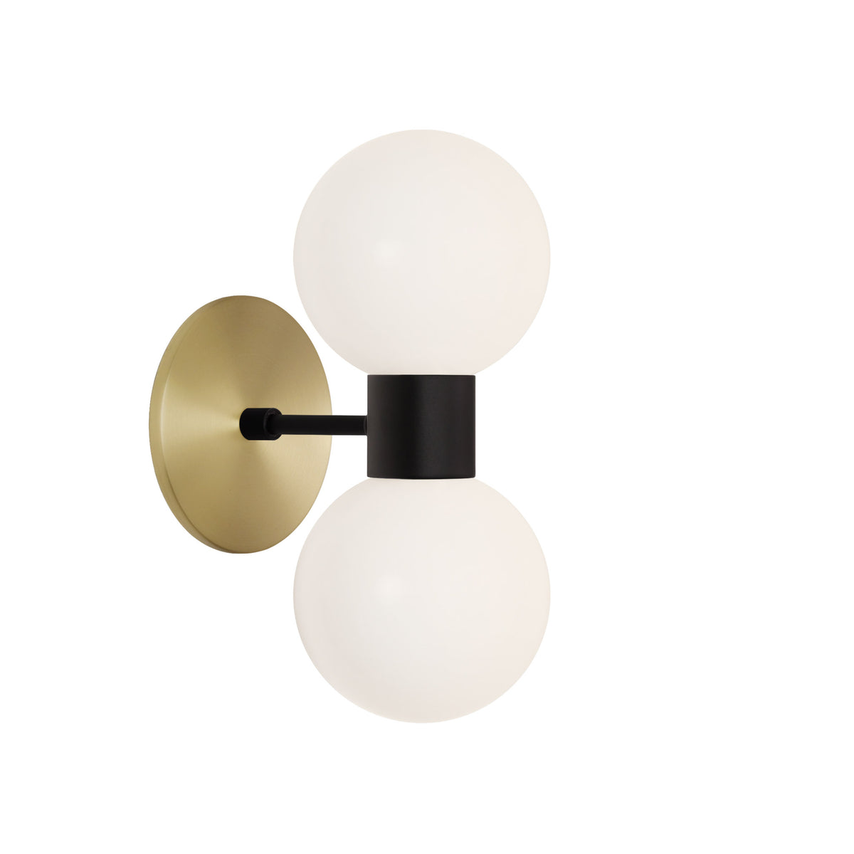 Selene Double shown in Matte Black with a Brass Canopy