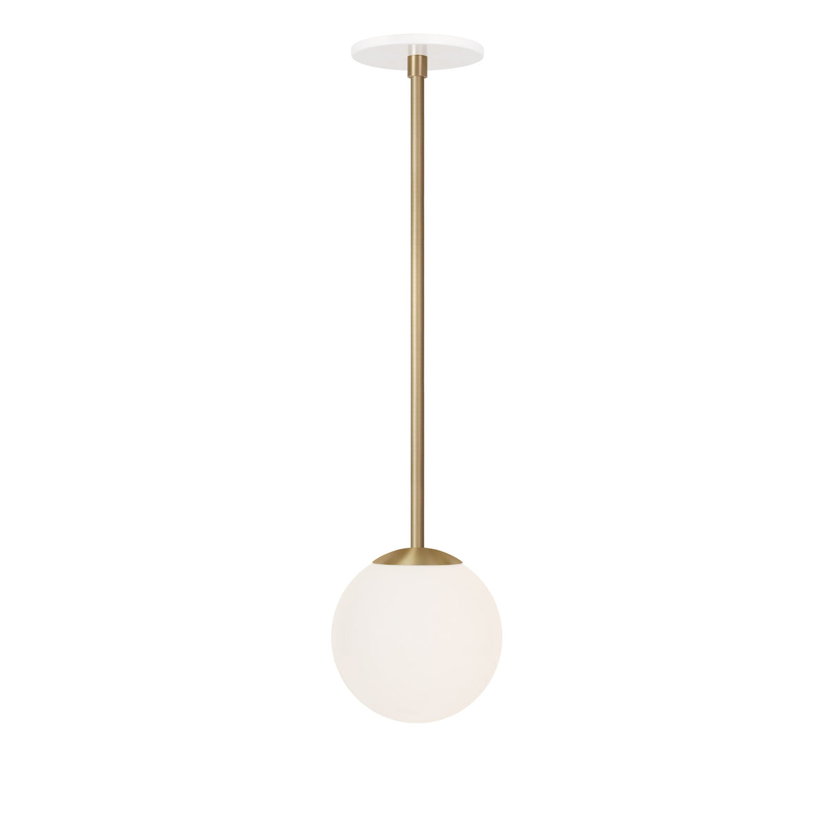 Selene 6" Pendant shown in Brass with a White Canopy