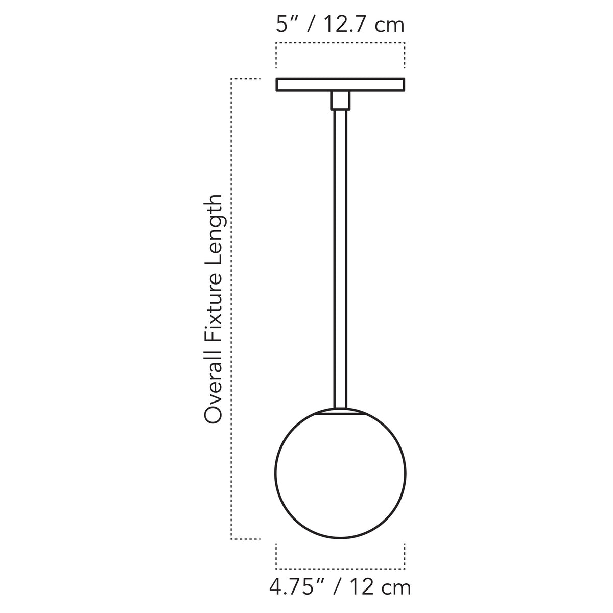 Cedar & Moss Selene 5" Pendant drawing with dimensions