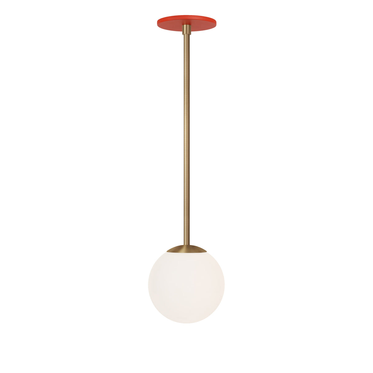 Selene 6" Pendant shown in Heirloom Brass with a Persimmon Canopy