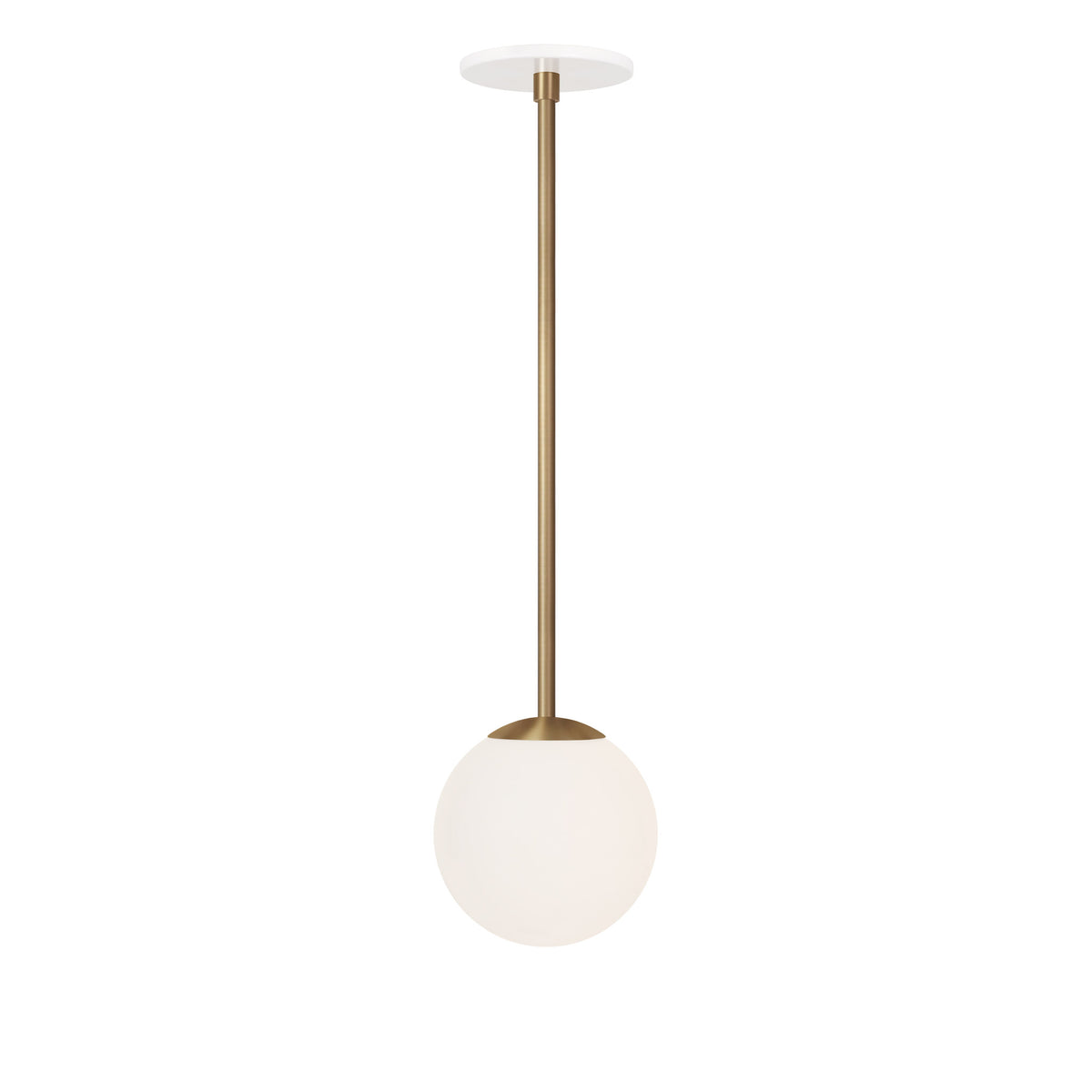 Selene 6" Pendant shown in Heirloom Brass with a White Canopy