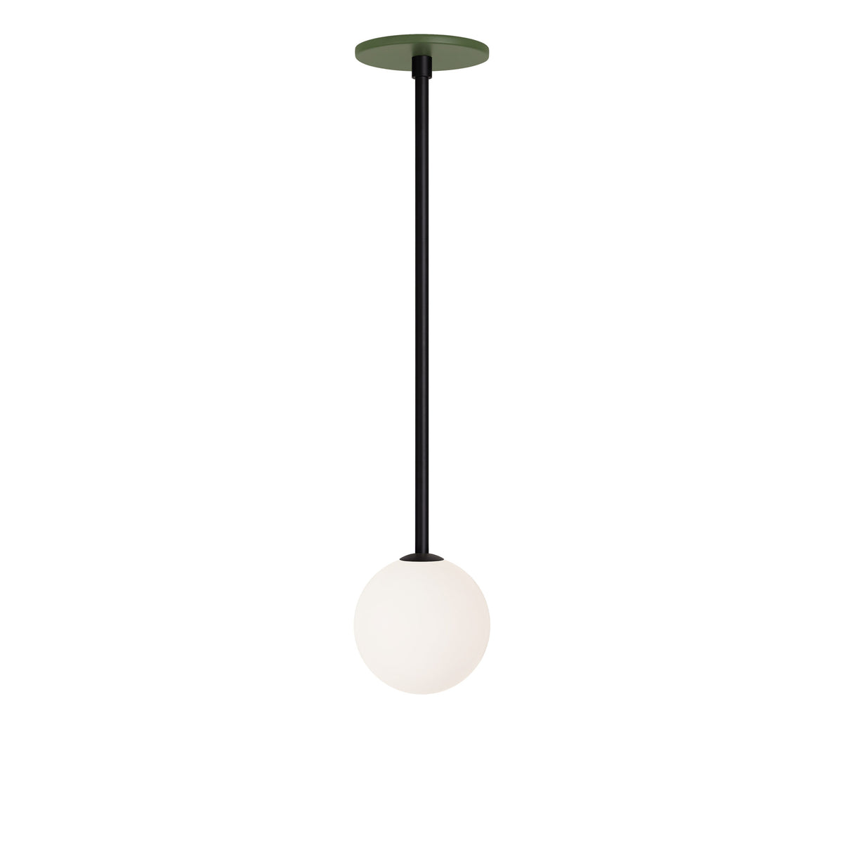 Selene Pendant shown in Matte Black with a Secret Garden Green Canopy