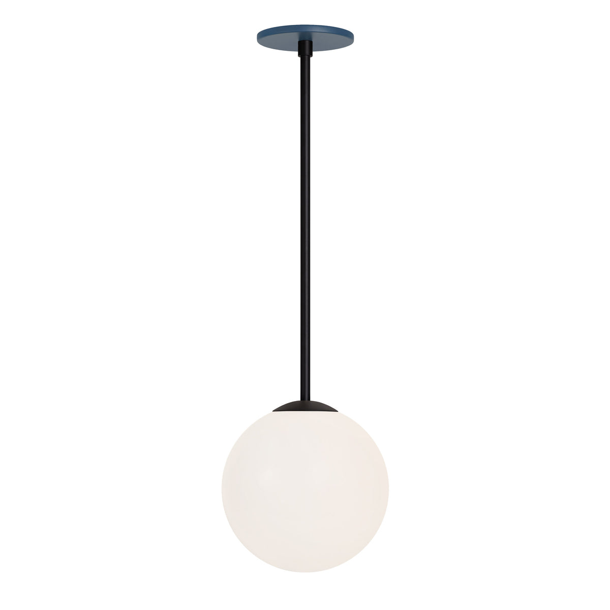 Selene 8" Pendant shown in Matte Black and an Ocean Blue Canopy