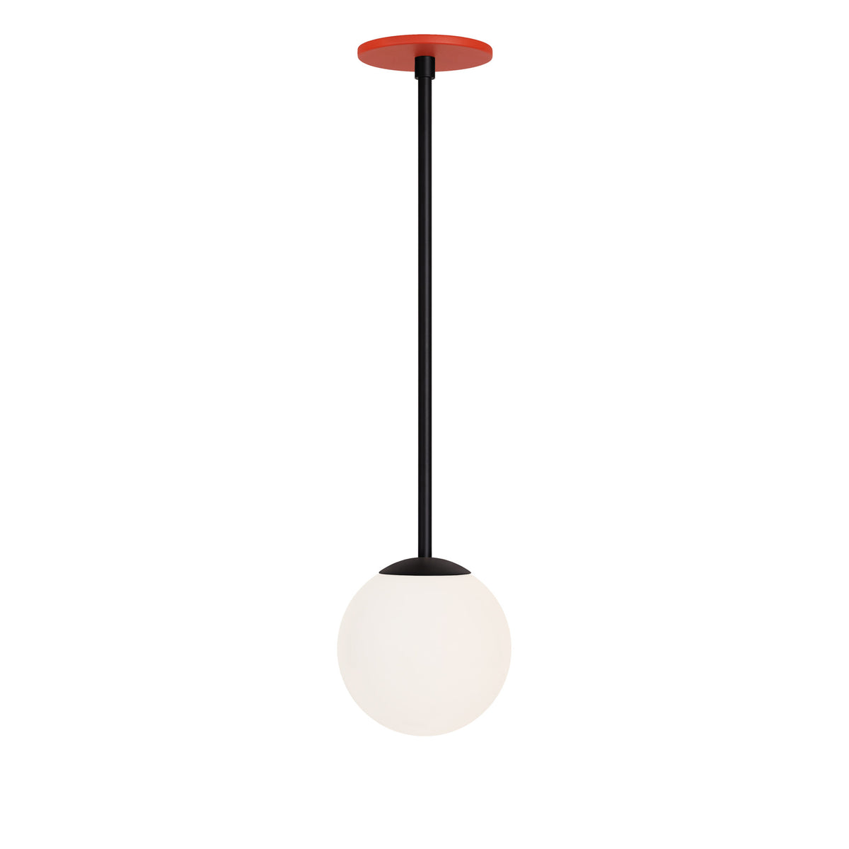 Selene 6" Pendant shown in Matte Black with a Persimmon Canopy