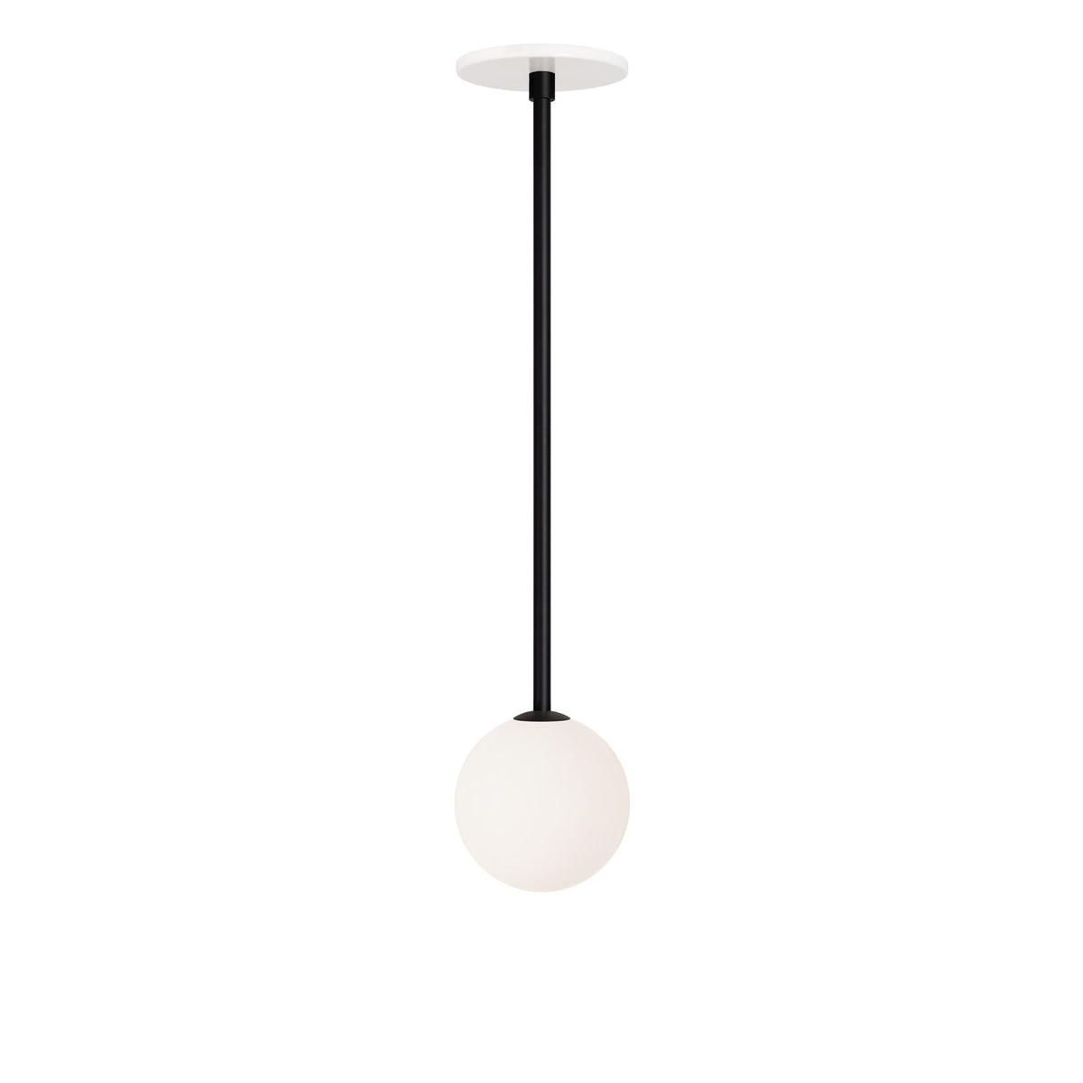 Selene Pendant shown in Matte Black with a White Canopy