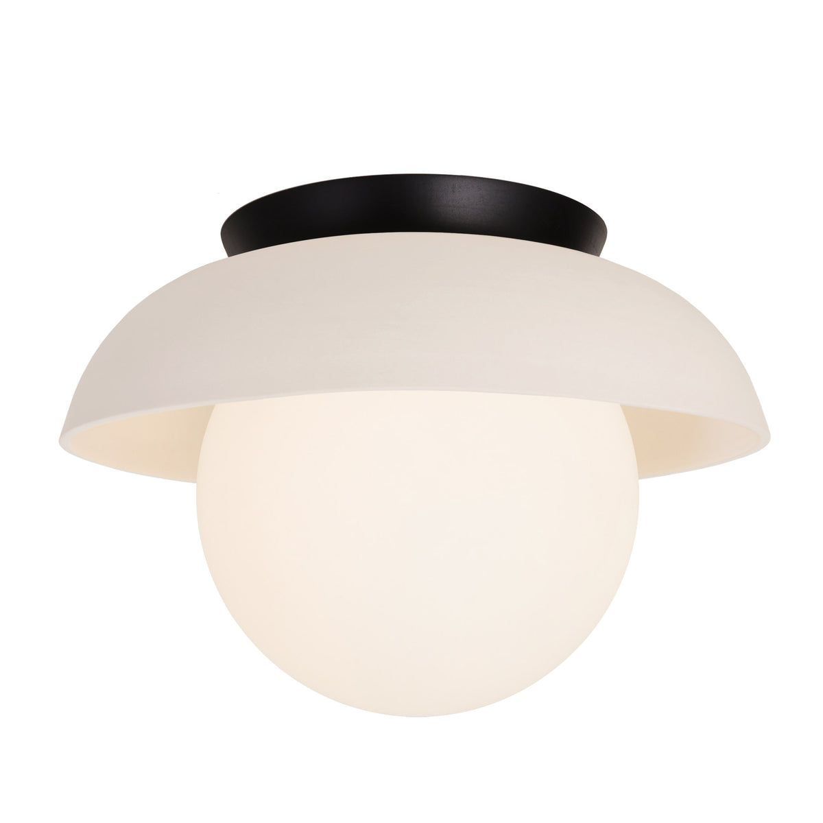 Terra Lexi Large 8" shown in Bone ceramic with a Black Stained wood canopy