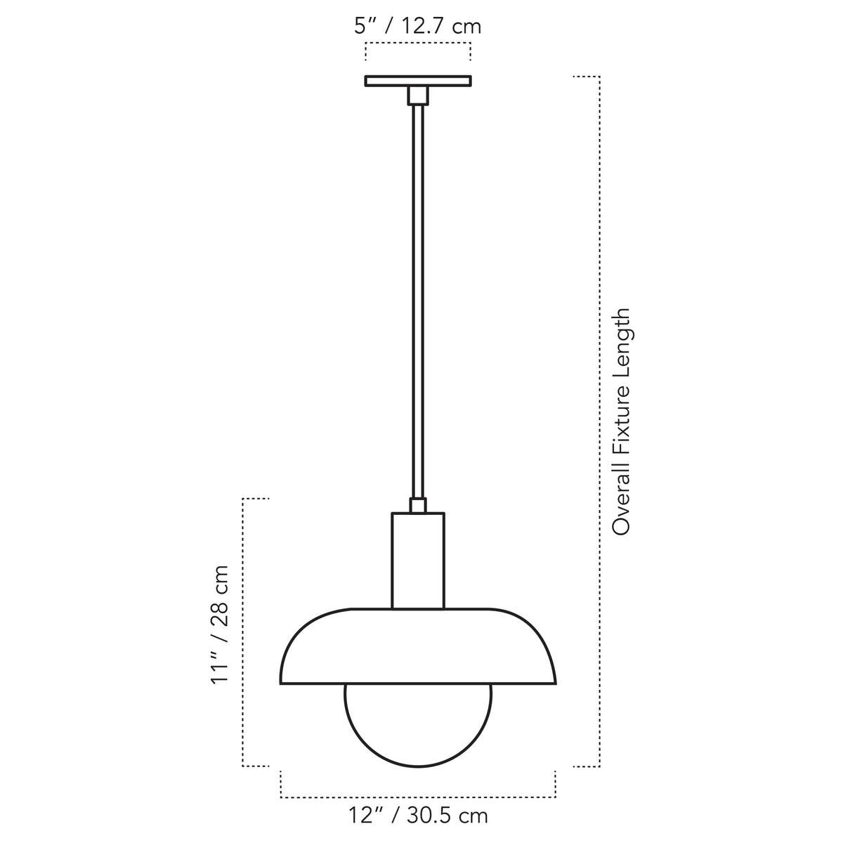 Cedar & Moss Terra Lexi Large Pendant drawing with dimensions
