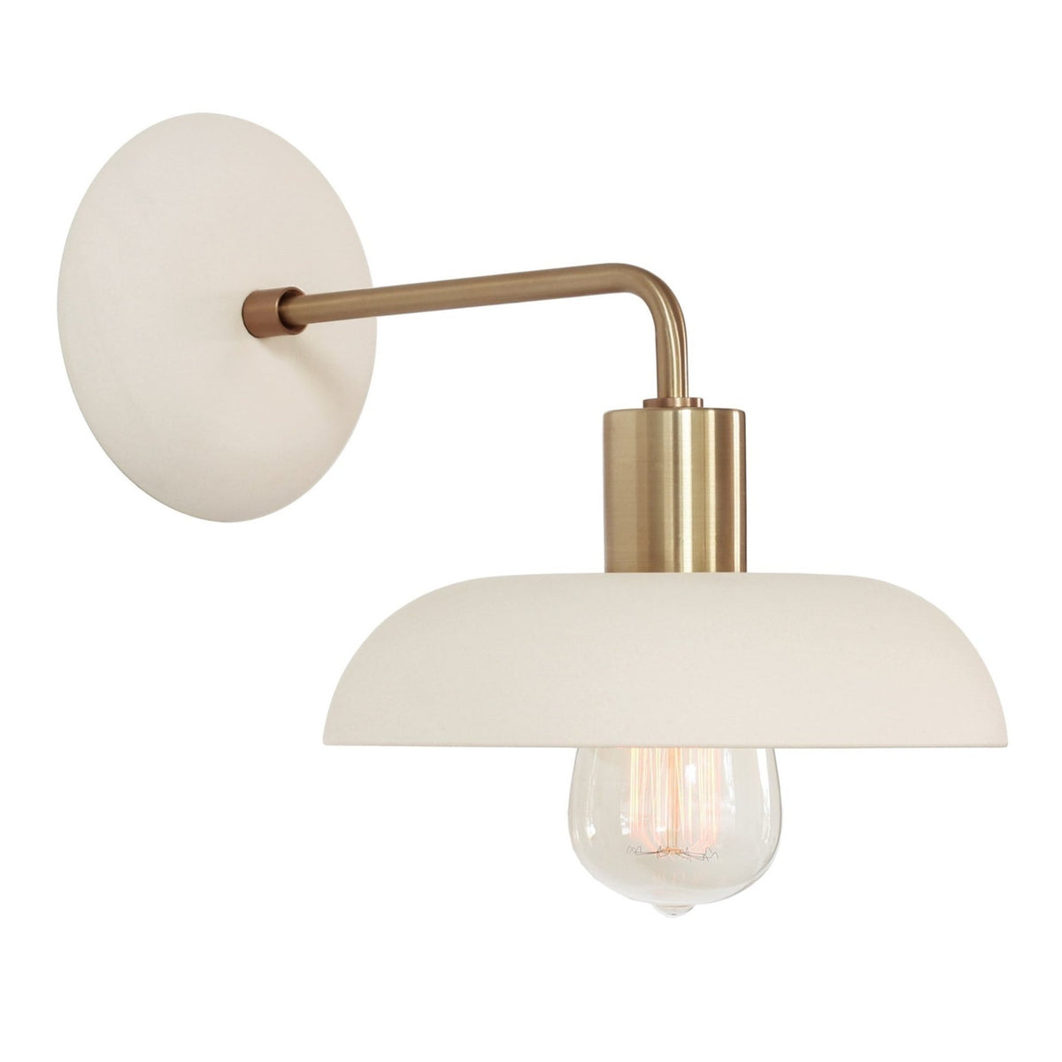 Terra Sconce shown in Bone ceramic finish with Heirloom Brass metal