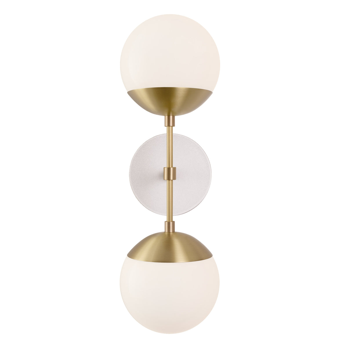 Theo shown in Brass with a Brownstone White Swift Ceramic Canopy
