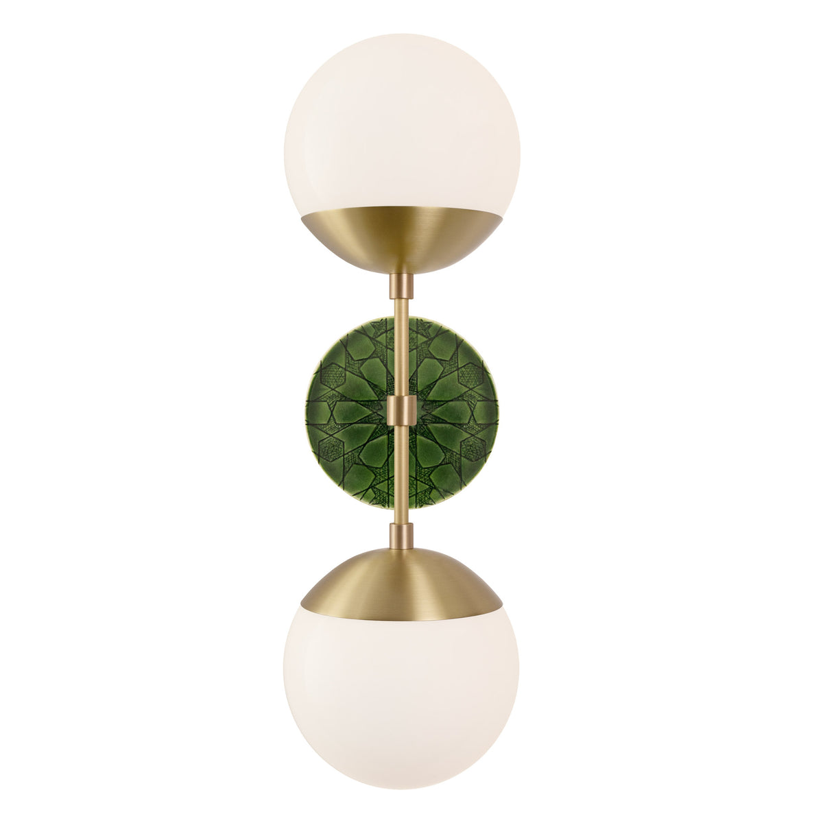 Theo shown in Brass with a Forest Green Star Ceramic Canopy