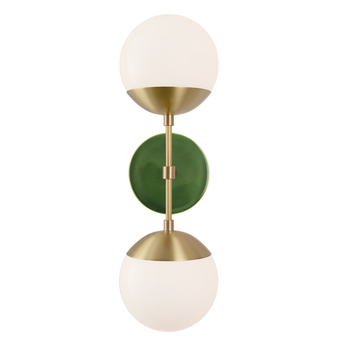 Theo shown in Brass with a Forest Green Swift Ceramic Canopy