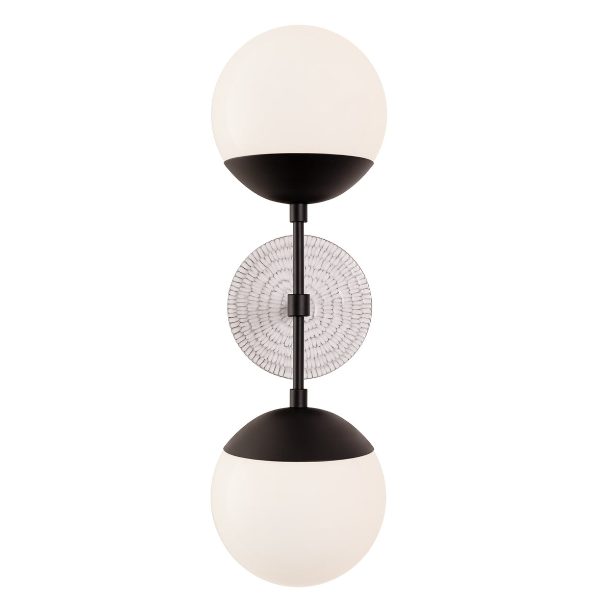 Theo shown in Matte Black with a Brownstone White Sunflower Ceramic Canopy