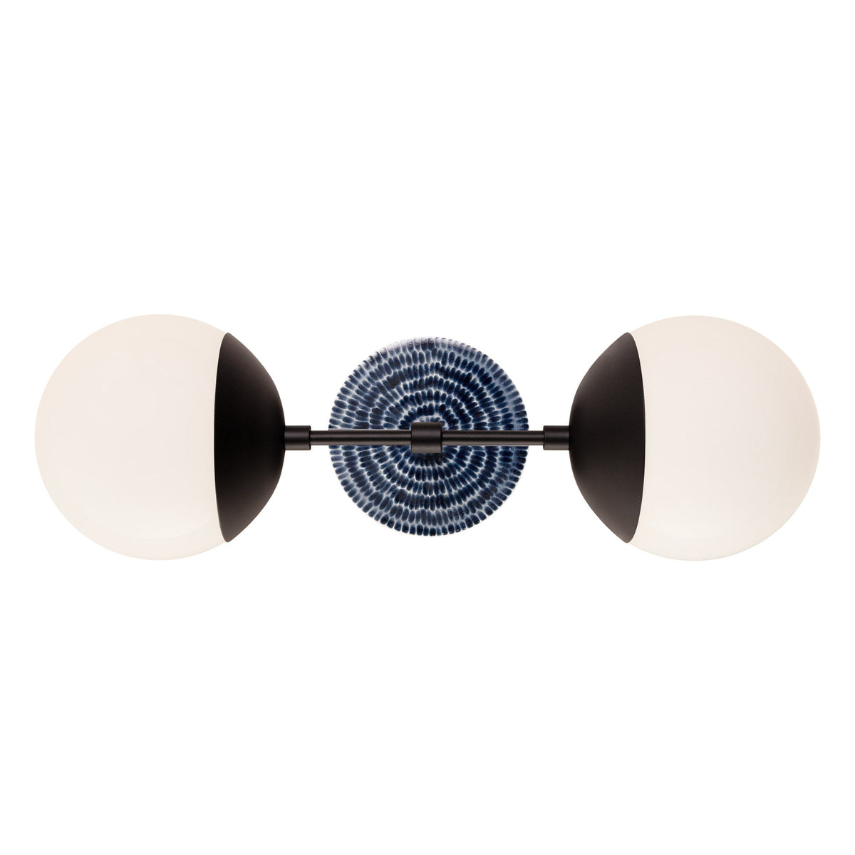 Theo shown in Matte Black with an Indigo Blue Sunflower Ceramic Canopy