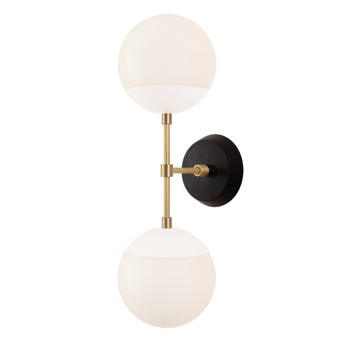 Theo shown in White with Brass and a Black Stained Wood Canopy