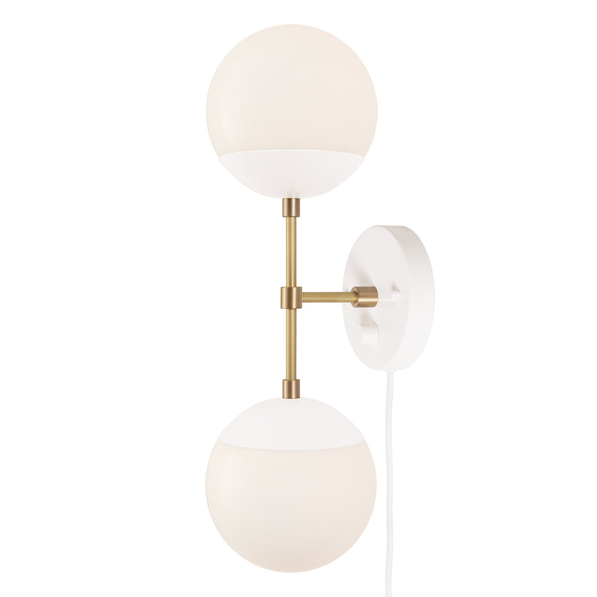 Theo shown in White and Brass with a Backplate Dimmer Switch and White Cord