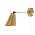 Tilt Cone shown in Heirloom Brass with a 6" arm, Dimmer Switch and White Cord